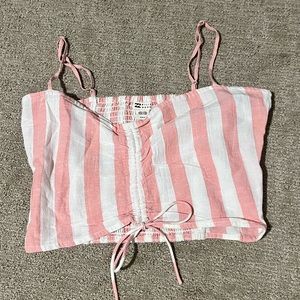 Billabong Pink and White Striped Crop Top, Size M